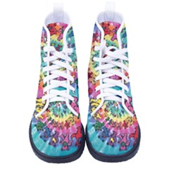 Grateful Dead Bears Tie Dye Vibrant Spiral Women s High-top Canvas Sneakers by Bedest