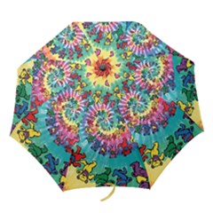 Grateful Dead Bears Tie Dye Vibrant Spiral Folding Umbrellas by Bedest