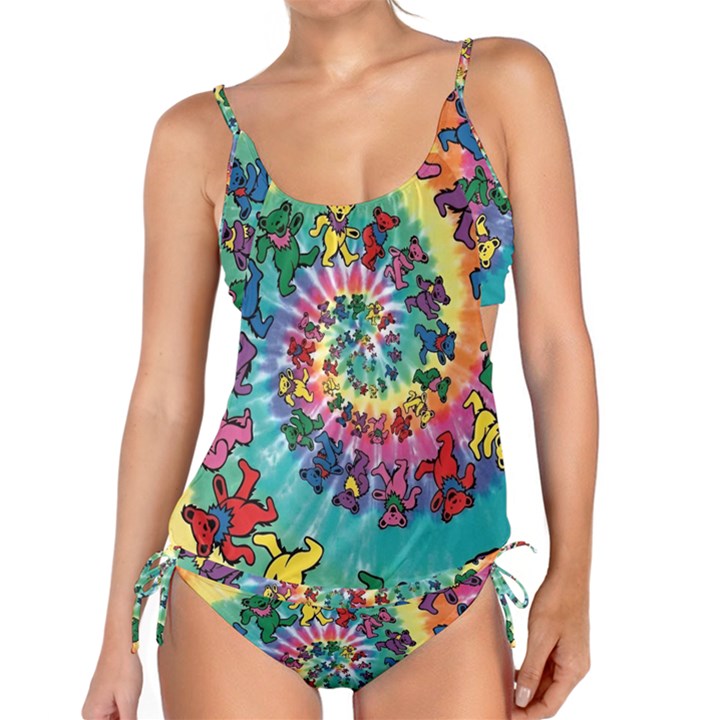 Grateful Dead Bears Tie Dye Vibrant Spiral Tankini Set