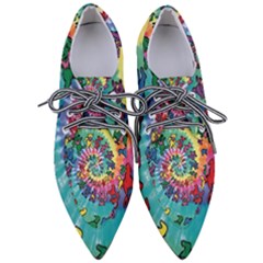 Grateful Dead Bears Tie Dye Vibrant Spiral Pointed Oxford Shoes by Bedest