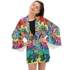 Grateful Dead Bears Tie Dye Vibrant Spiral Long Sleeve Kimono by Bedest