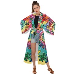 Grateful Dead Bears Tie Dye Vibrant Spiral Maxi Kimono by Bedest