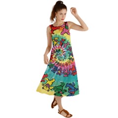 Grateful Dead Bears Tie Dye Vibrant Spiral Summer Maxi Dress by Bedest