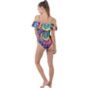 Grateful Dead Bears Tie Dye Vibrant Spiral Frill Detail One Piece Swimsuit View2