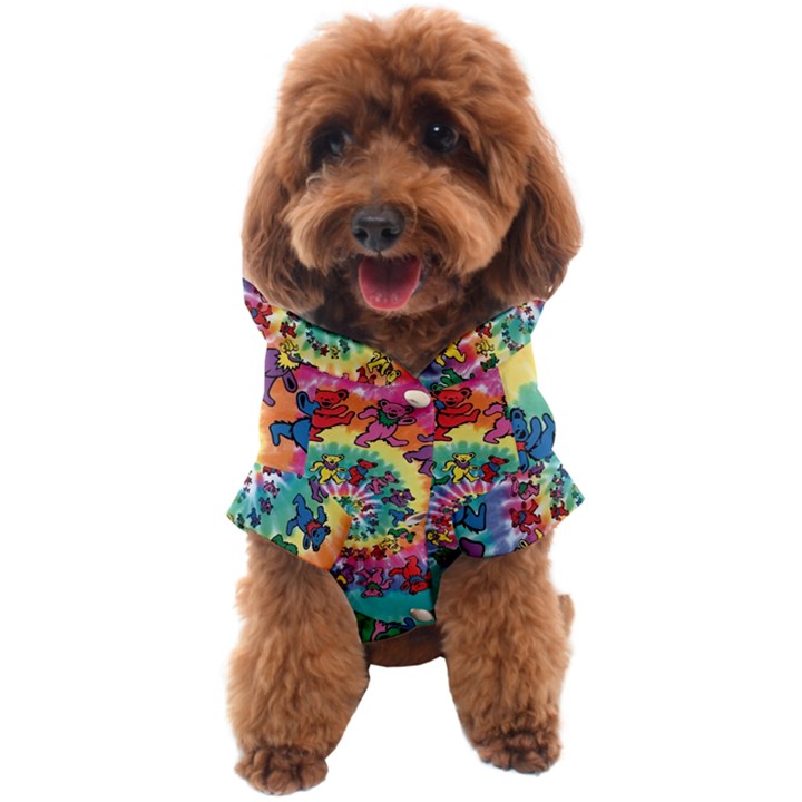 Grateful Dead Bears Tie Dye Vibrant Spiral Dog Coat