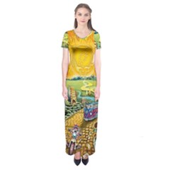 Grateful Dead Golden Road Short Sleeve Maxi Dress by Bedest