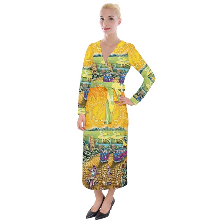 Grateful Dead Golden Road Velvet Maxi Wrap Dress