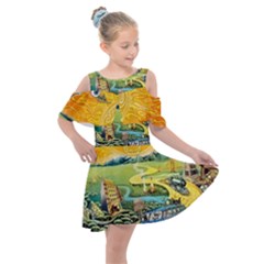 Grateful Dead Golden Road Kids  Shoulder Cutout Chiffon Dress by Bedest