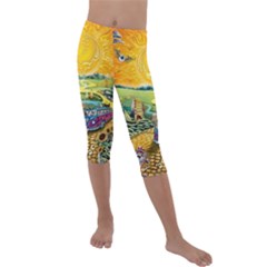 Grateful Dead Golden Road Kids  Lightweight Velour Capri Leggings  by Bedest