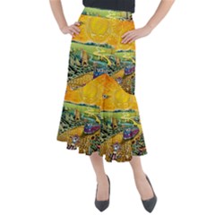 Grateful Dead Golden Road Midi Mermaid Skirt by Bedest