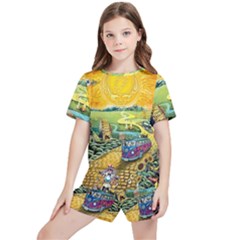 Grateful Dead Golden Road Kids  T-shirt And Sports Shorts Set by Bedest