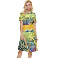 Grateful Dead Golden Road Button Top Knee Length Dress by Bedest