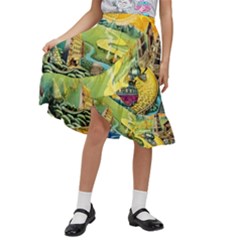 Grateful Dead Golden Road Kids  Ruffle Flared Wrap Midi Skirt by Bedest