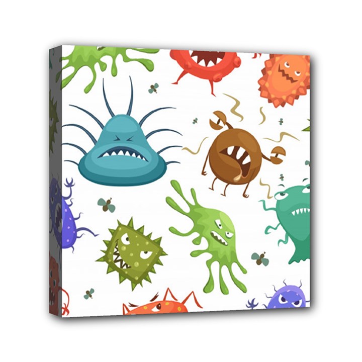 Dangerous Streptococcus Lactobacillus Staphylococcus Others Microbes Cartoon Style Vector Seamless P Mini Canvas 6  x 6  (Stretched)