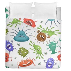 Dangerous Streptococcus Lactobacillus Staphylococcus Others Microbes Cartoon Style Vector Seamless P Duvet Cover Double Side (queen Size) by Ravend