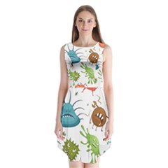 Dangerous Streptococcus Lactobacillus Staphylococcus Others Microbes Cartoon Style Vector Seamless P Sleeveless Chiffon Dress   by Ravend