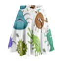 Dangerous Streptococcus Lactobacillus Staphylococcus Others Microbes Cartoon Style Vector Seamless P High Waist Skirt View1