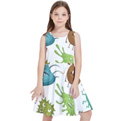 Dangerous Streptococcus Lactobacillus Staphylococcus Others Microbes Cartoon Style Vector Seamless P Kids  Skater Dress by Ravend