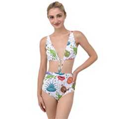 Dangerous Streptococcus Lactobacillus Staphylococcus Others Microbes Cartoon Style Vector Seamless P Tied Up Two Piece Swimsuit by Ravend