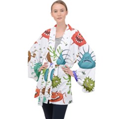 Dangerous Streptococcus Lactobacillus Staphylococcus Others Microbes Cartoon Style Vector Seamless P Long Sleeve Velvet Kimono 