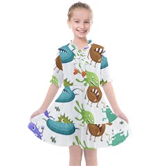 Dangerous Streptococcus Lactobacillus Staphylococcus Others Microbes Cartoon Style Vector Seamless P Kids  All Frills Chiffon Dress by Ravend