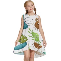 Dangerous Streptococcus Lactobacillus Staphylococcus Others Microbes Cartoon Style Vector Seamless P Kids  Frill Swing Dress by Ravend