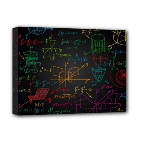 Mathematical Colorful Formulas Drawn By Hand Black Chalkboard Deluxe Canvas 16  X 12  (stretched)  by Ravend