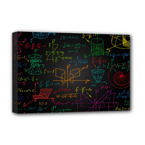 Mathematical Colorful Formulas Drawn By Hand Black Chalkboard Deluxe Canvas 18  X 12  (stretched) by Ravend