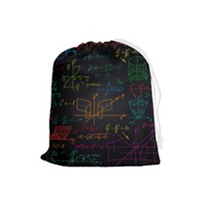 Mathematical Colorful Formulas Drawn By Hand Black Chalkboard Drawstring Pouch (large) by Ravend