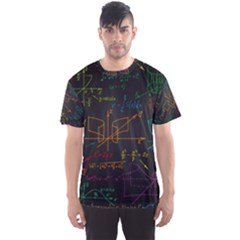 Mathematical Colorful Formulas Drawn By Hand Black Chalkboard Men s Sport Mesh T-shirt