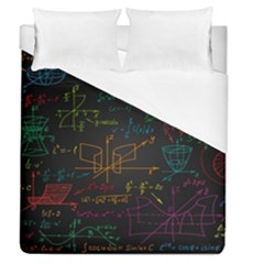 Mathematical Colorful Formulas Drawn By Hand Black Chalkboard Duvet Cover (queen Size) by Ravend