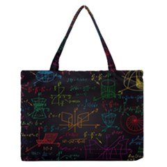 Mathematical Colorful Formulas Drawn By Hand Black Chalkboard Zipper Medium Tote Bag by Ravend