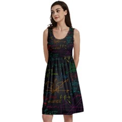 Mathematical Colorful Formulas Drawn By Hand Black Chalkboard Classic Skater Dress by Ravend