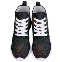 Mathematical Colorful Formulas Drawn By Hand Black Chalkboard Women s Lightweight High Top Sneakers by Ravend