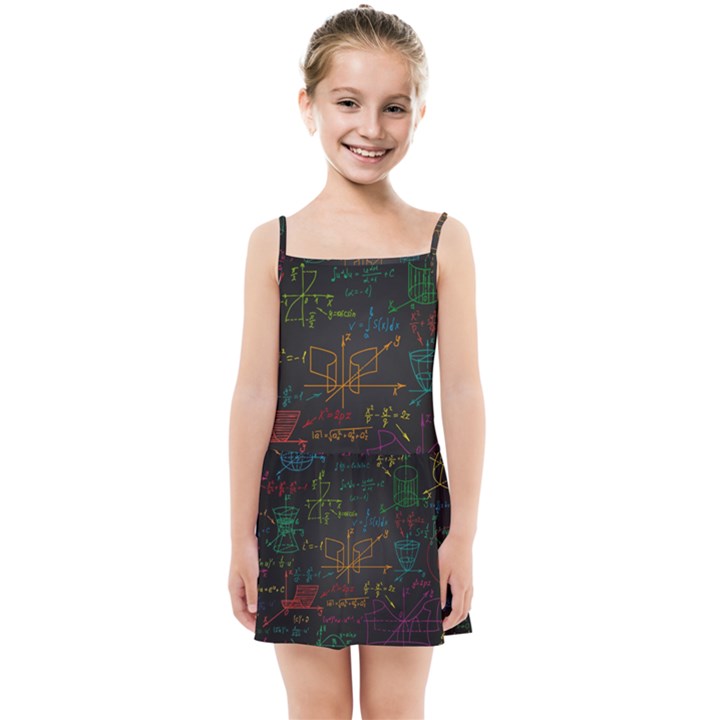 Mathematical Colorful Formulas Drawn By Hand Black Chalkboard Kids  Summer Sun Dress