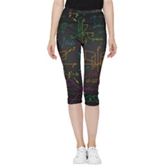 Mathematical Colorful Formulas Drawn By Hand Black Chalkboard Inside Out Lightweight Velour Capri Leggings  by Ravend