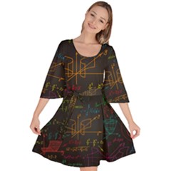 Mathematical Colorful Formulas Drawn By Hand Black Chalkboard Velour Kimono Dress