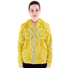 Lemon Fruits Slice Seamless Pattern Women s Zipper Hoodie by Ravend