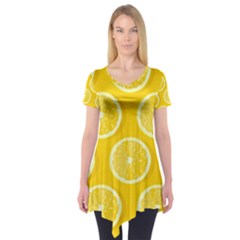 Lemon Fruits Slice Seamless Pattern Short Sleeve Tunic  by Ravend