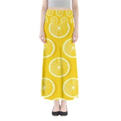 Lemon Fruits Slice Seamless Pattern Full Length Maxi Skirt by Ravend