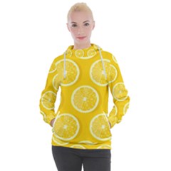 Lemon Fruits Slice Seamless Pattern Women s Hooded Pullover by Ravend