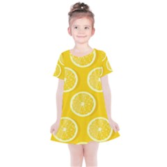 Lemon Fruits Slice Seamless Pattern Kids  Simple Cotton Dress by Ravend