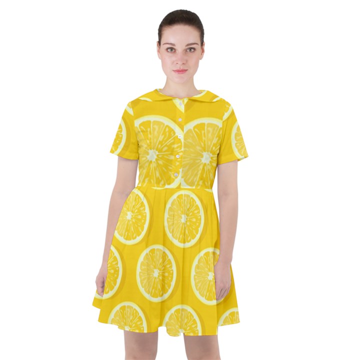 Lemon Fruits Slice Seamless Pattern Sailor Dress