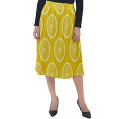 Lemon Fruits Slice Seamless Pattern Classic Velour Midi Skirt  by Ravend