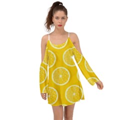 Lemon Fruits Slice Seamless Pattern Boho Dress by Ravend