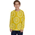 Lemon Fruits Slice Seamless Pattern Kids  Crewneck Sweatshirt View1