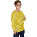 Lemon Fruits Slice Seamless Pattern Kids  Crewneck Sweatshirt View3