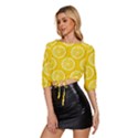 Lemon Fruits Slice Seamless Pattern Mid Sleeve Drawstring Hem Top View2