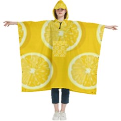 Lemon Fruits Slice Seamless Pattern Women s Hooded Rain Ponchos by Ravend