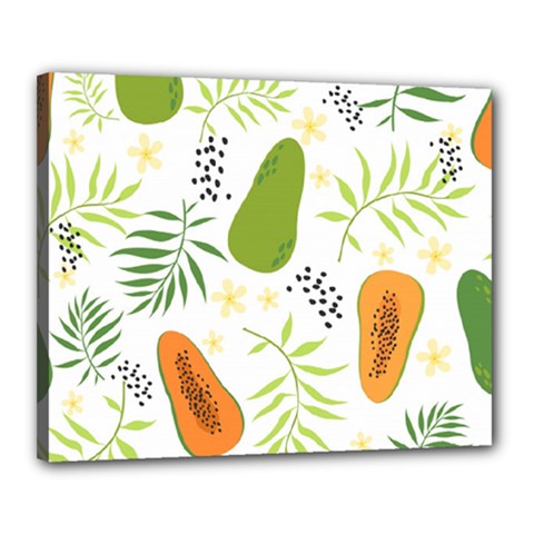 Seamless Tropical Pattern With Papaya Canvas 20  X 16  (stretched) by Ravend